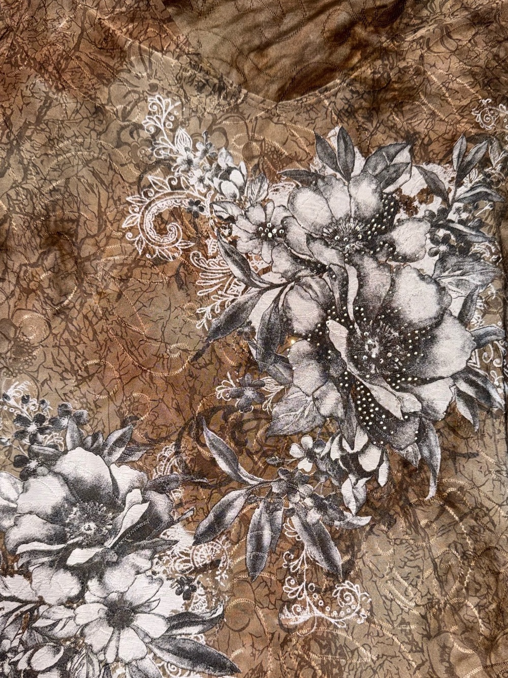 Brown Detailed Short Sleeve Top - Picture 2 of 5